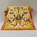 Hermes Etriers Peach Silk Scarf