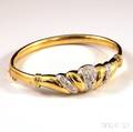 14kt Gold and Diamond Hinged Bangle Bracelet