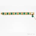 Art Nouveau 14kt Gold and Green Chrysoprase Bracelet