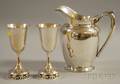 M Fred Hirsch Sterling Silver Water Pitcher and a Pair of Baldwin  Miller Sterling Silver Goblets