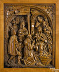 German relief carved plaque of the Holy Family 18th c