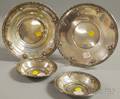 Four Watson Repouss Floraldecorated Sterling Silver Dishes