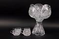 Amer Brilliant Period Cut Glass Punch Bowl  Cups