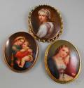 Three Enameled Portrait Miniature Brooches