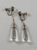 Pair of T Marsh  Co 18kt White Gold Pools of Light Earpendants