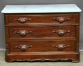 Victorian White Marbletop Carved Walnut Bureau