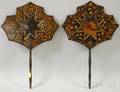 Pair of Victorian Tortoiseshellinset Giltdecorated Black Lacquered Papiermache Hand Screens