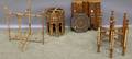 Two Brass and Damascenedecorated Tray Tables Two Inlaid Tabourets and a Persian Tiletop Painted Iron Stand