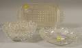 Colorless Cut Glass Ice Cream Tray Shaped Bowl and Octagonal Bowl