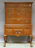 Chippendalestyle Carved Mahogany Flattop Highboy
