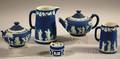 Five Pieces of Wedgwood Dark Blue Jasperware