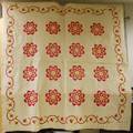 Handstitched Pieced Cotton Love Apple Pattern Quilt and a Rose Pattern Trapunto Quilt