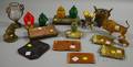 Sixteen Assorted Decorative Metal Glass and Hardstone Desk Items