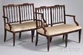 Pair of Federalstyle Upholstered Carved Mahogany Settees