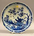 Chinese Blue and White Roosters in a Landscapedecorated Porcelain Charger
