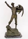 Charles Lemoine Bronze Figural Sculpture wBird
