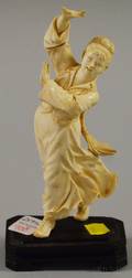 Asian Carved Ivory Statue of a Dancing Girl