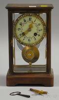 French Brass and Glass Mantel Clock
