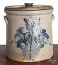 Pennsylvania threegallon stoneware lidded crock