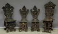 Four Late Victorian Italian Renaissancestyle Carved Walnut Monks Chairs