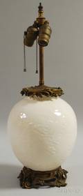 Giltormolumounted Chinese Blanc de Chine VaseTable Lamp