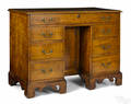 Rare midAtlantic Chippendale tiger maple kneehole desk late 18th c