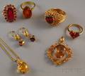Group of Mostly Gold and Colored Gemstone Jewelry