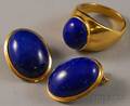 Two Gold and Lapis Lazuli Jewelry Items