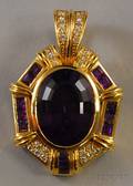 18kt Gold Amethyst and Diamond Pendant