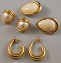 Three Pairs of 14kt Gold Earclips