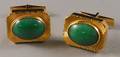 Pair of 14kt Gold and Jade Cuff Links