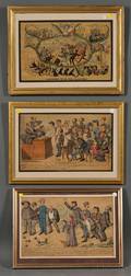 Edmond Lavrate French 18291888 Three Framed Satirical Cartoons Souvenir de la Fte Nationale Un Mariage de Raison