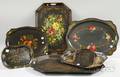 Seven Painted and Stencildecorated Toleware Trays