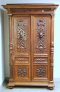 Late Victorian Italian Renaissancestyle Carved Oak Twodoor Armoire