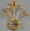 14kt Gold Gemset Stickpin Brooch