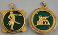 Two 18kt Goldframed Jade Medallions
