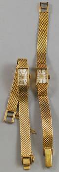 Pair of Avalon 14kt Gold Ladys Bracelet Wristwatches