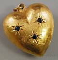 14kt Gold Gemset Puffed Heart Charm