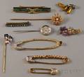 Group of Mostly Gold Gemset Brooches and Pins