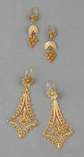 Two Pairs of 18kt Gold Filigree Earpendants