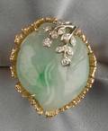 18kt Gold Jade and Diamond Ring