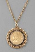 1910 Indian Head Eagle Five Dollar Gold Coin Pendant