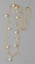 14kt Gold Golden Pearl and Moonstone Necklace