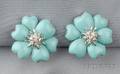 18kt White Gold Turquoise and Diamond Earclips