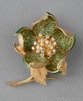 18kt Gold Enamel and Diamond Flower Brooch Hammerman Bros