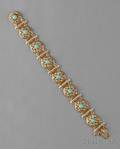 14kt Gold Turquoise and Cultured Pearl Bracelet