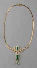 18kt Gold Emerald and Diamond Necklace