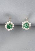 18kt Gold Emerald and Diamond Earpendants