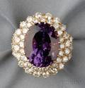 18kt Gold Amethyst and Diamond Ring