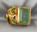 24kt and 18kt Gold Emerald and Peridot Ring Janiye